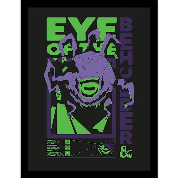 Dungeons & Dragons Eye Of The Beholder inramad affisch 40cm x 30c Purple/Green/Black 40cm x 30cm
