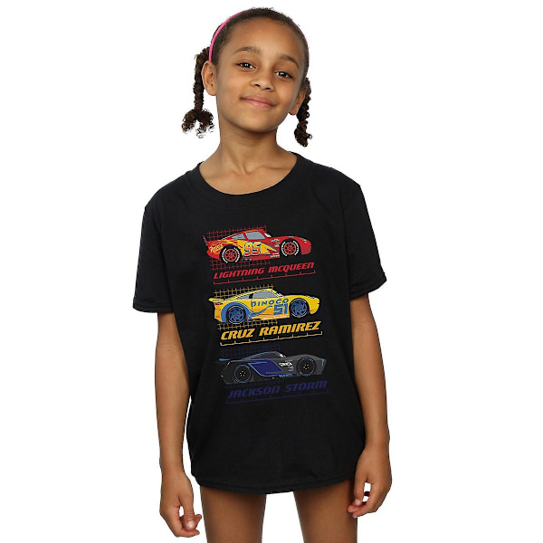 Cars Girls Racer Profile Bomull T-shirt 7-8 år Svart Black 7-8 Years