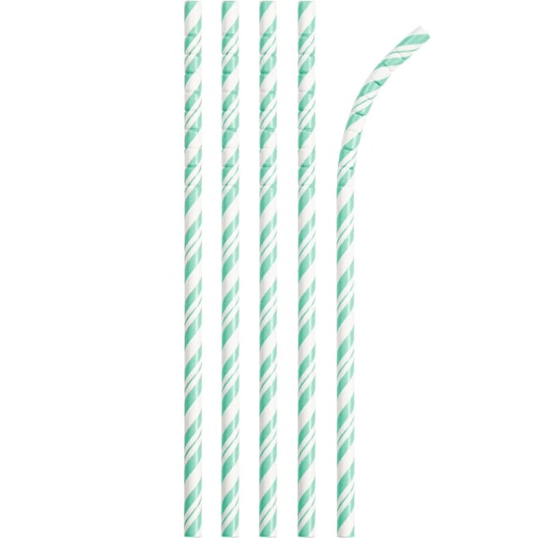 Kreativa festpapper randiga engångssugrör (förpackning om 24) En Mint Green/White One Size