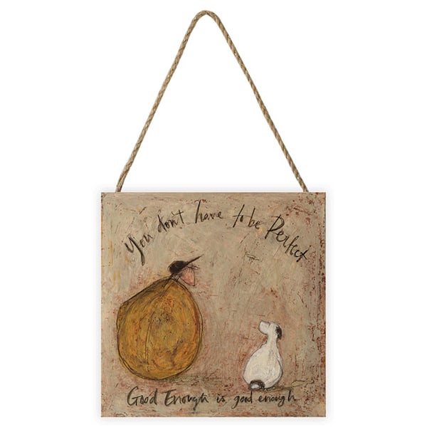 Sam Toft Good Enough Is Good Enough Träblock 20cm x 20cm x Brown/White 20cm x 20cm x 2.7cm