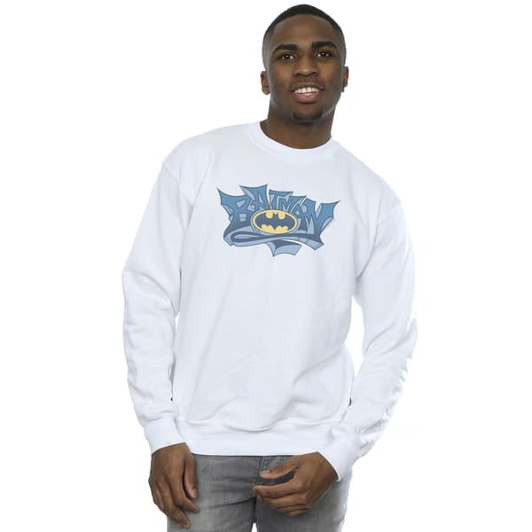 DC Comics Herr Batman Graffiti Logo Sweatshirt XL Vit White XL