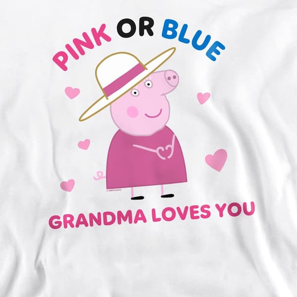 Greta Gris Dam Rosa Eller Blå Mormor Gris Älskar Dig Tröja White S