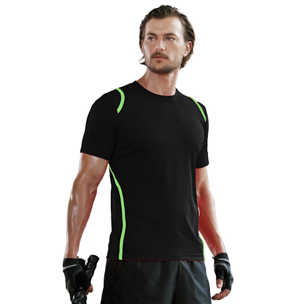 Gamegear® Cooltex® Kortärmad T-shirt / Herr Sportkläder XL B Black/Flourescent Lime XL