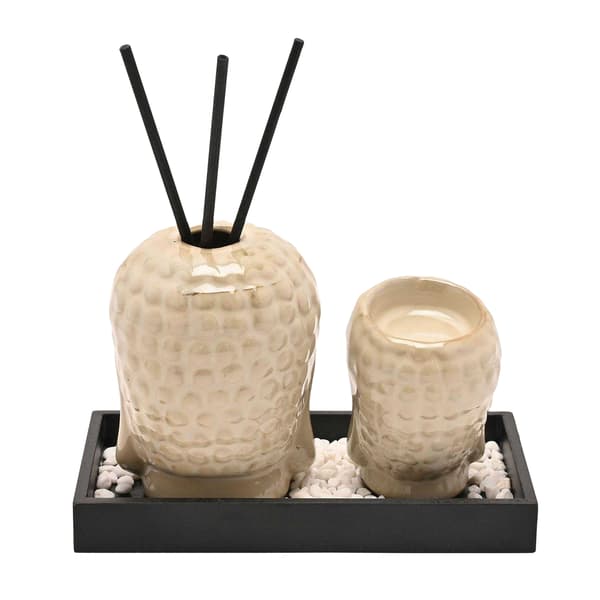 Serenity Buddha Head Doftset En Storlek Benvit Off White One Size