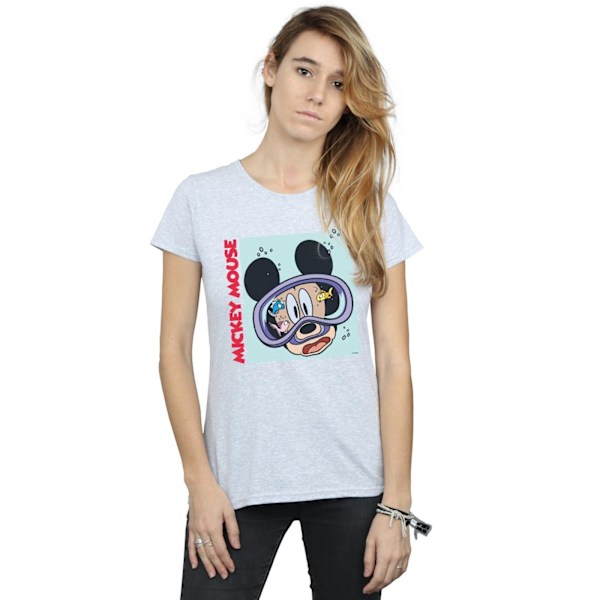 Disney Dam/Kvinnor Mickey Mouse Under Water Bomull T-shirt S Sports Grey S