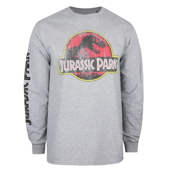 Jurassic Park Herr Logotyp Långärmad T-shirt S Sports Grey Sports Grey S
