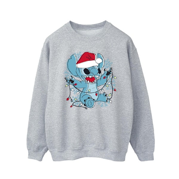 Disney Herr Lilo And Stitch Julbelysning Skiss Sweatshirt Sports Grey L