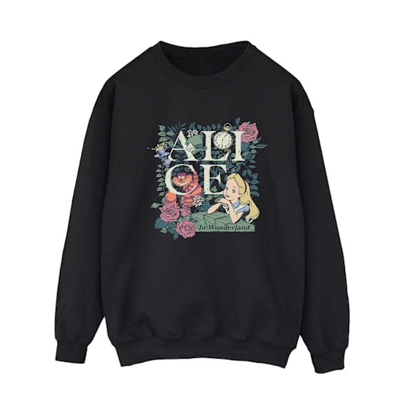 Disney Dam/Kvinnor Alice I Underlandet Leafy Garden Sweatshirt Black XXL