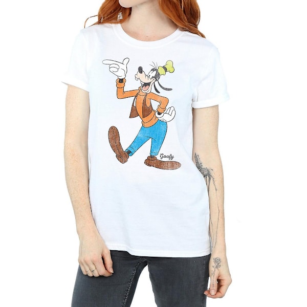 Disney Dam/Kvinnor Klassisk Goofy Bomull Boyfriend T-shirt XL White XL