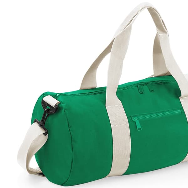 Bagbase Plain Varsity Barrel / Duffelväska (20 liter) (2-pack) Kelly Green/Off White One Size