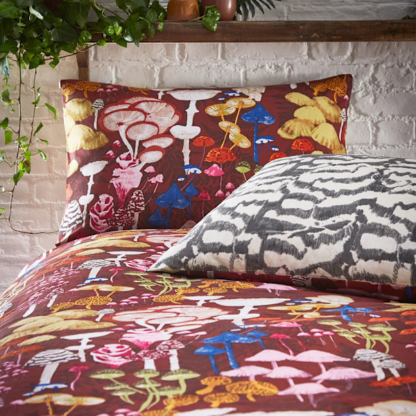 Furn Amanita Abstrakta Svampar Påslakan Set Superking Redwood Redwood Superking