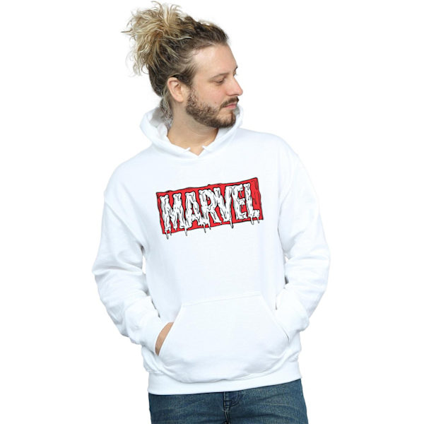 Marvel Mens Drip Logo Hoodie XXL Vit White XXL