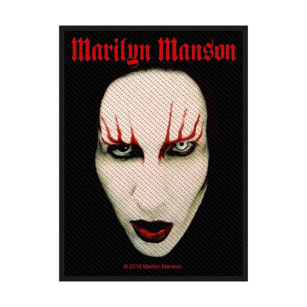 Marilyn Manson Face Patch One Size Svart/Beige/Röd Black/Beige/Red One Size