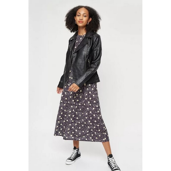 Dorothy Perkins Dam/Kvinnor Faux Läder Lång Bikerjacka 10 Black 10 UK