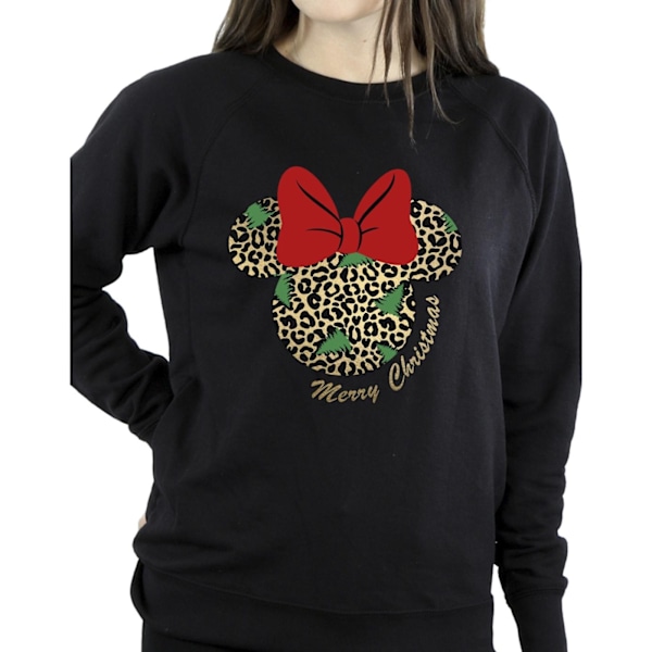 Disney Womens/Ladies Minnie Mouse Leopard Jultröja Black XL