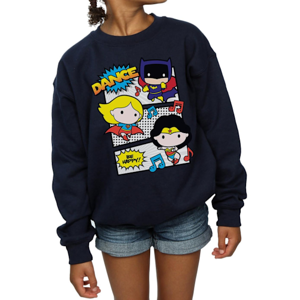 DC Comics Girls Chibi Super Friends Dance Sweatshirt 5-6 år Navy Blue 5-6 Years