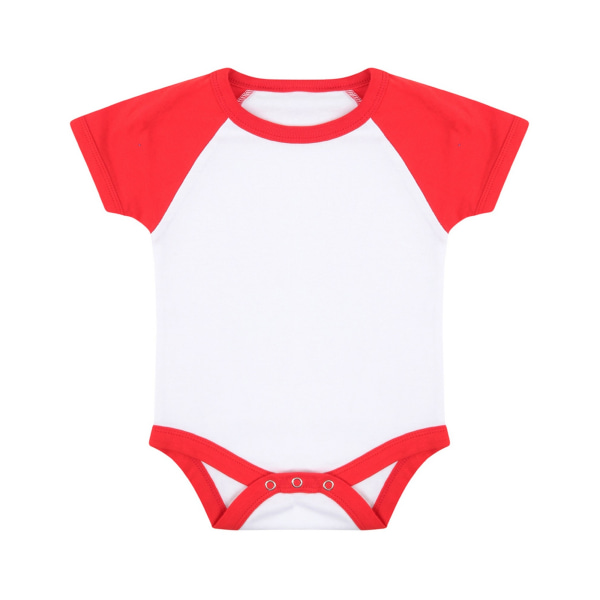 Larkwood Baby Boys/Girls Essential Short Sleeve Baseball Bodysuit White/Red 12-18 Months