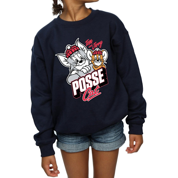 Tom And Jerry Girls Posse Cat Sweatshirt 12-13 år Marinblå Navy Blue 12-13 Years