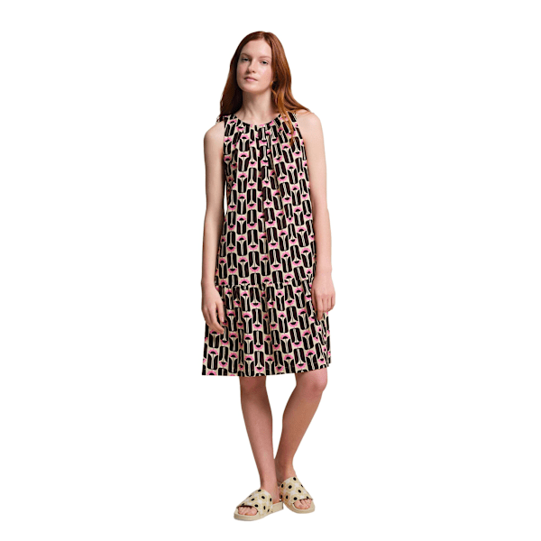 Regatta Dam/Kvinna Orla Kiely Sommar Långblommig Ärmlös Klänning Black 10 UK