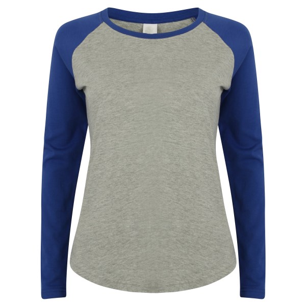 Skinnifit Långärmad baseball T-shirt dam/dam XL Heather Heather Grey / Royal XL