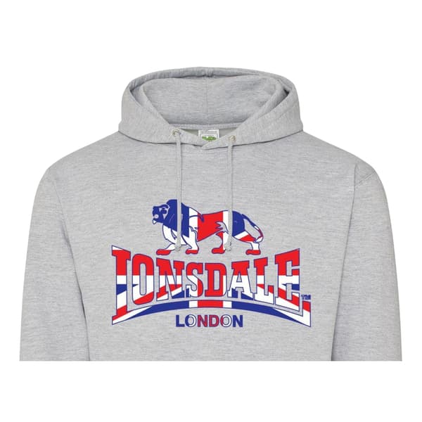Lonsdale Herr Union Jack Logotyp Hoodie L Grå Grey L