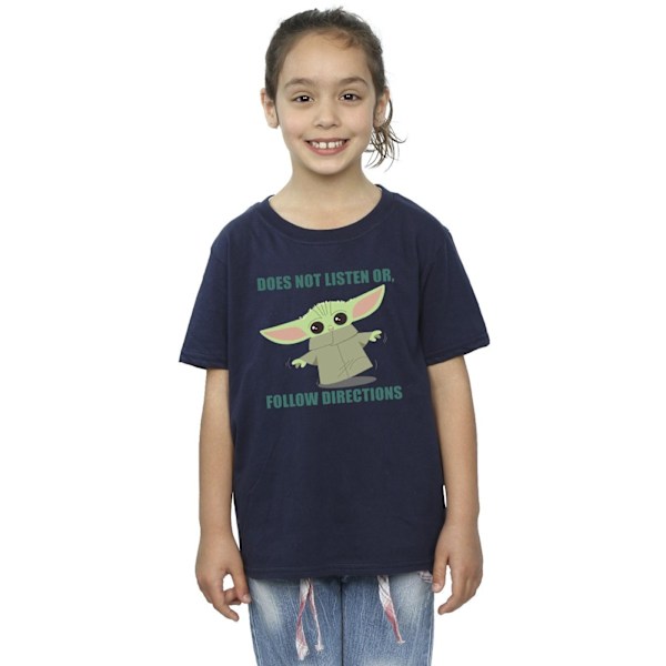 Star Wars Girls The Mandalorian Grogu Lyssnar Inte Bomull T- Navy Blue 5-6 Years