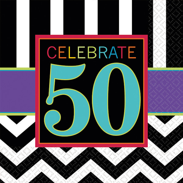 Amscan Celebrate 50th engångsservetter (16-pack) 13 tum flerfärgad Multicoloured 13in
