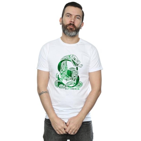 Harry Potter T-shirt för män med Slytherin-orm, M, vit White M