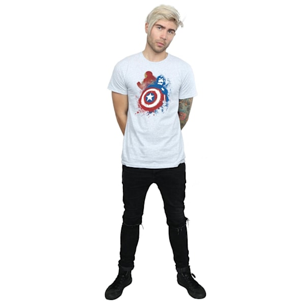 Marvel Herr Captain America Civil War Målad Vs Iron Man T-shirt Heather Grey 3XL