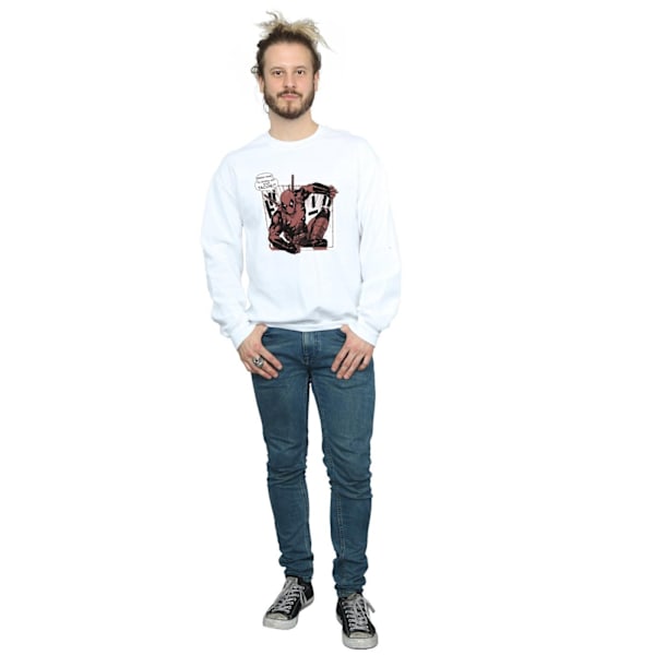 Marvel Mens Deadpool Breaktime Tacos Sweatshirt M Vit White M