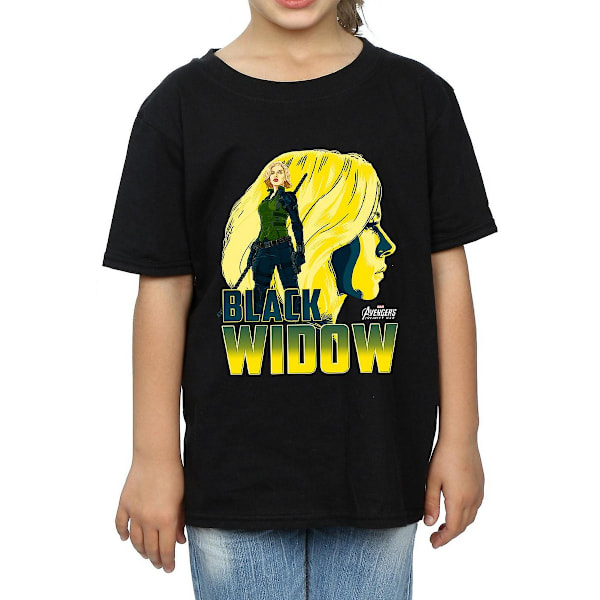 Avengers Infinity War Girls Black Widow Bomull T-shirt 7-8 år Black 7-8 Years