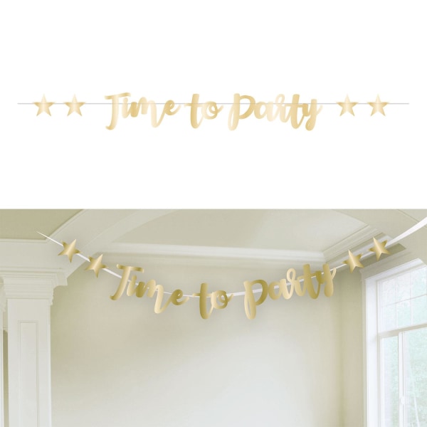 Amscan Time To Party Folie Banner One Size Guld Gold One Size