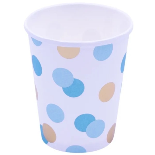 Qualatex Paper Dotted 250ml Party Cup (Pack of 8 ) One Size Blue Blue/Gold/White One Size