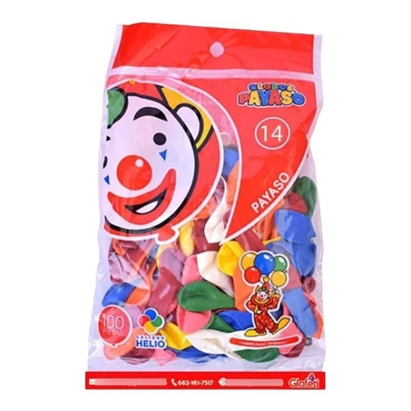 Globos latex clownballonger (pack med 100) En one size flerfärgad Multicoloured One Size