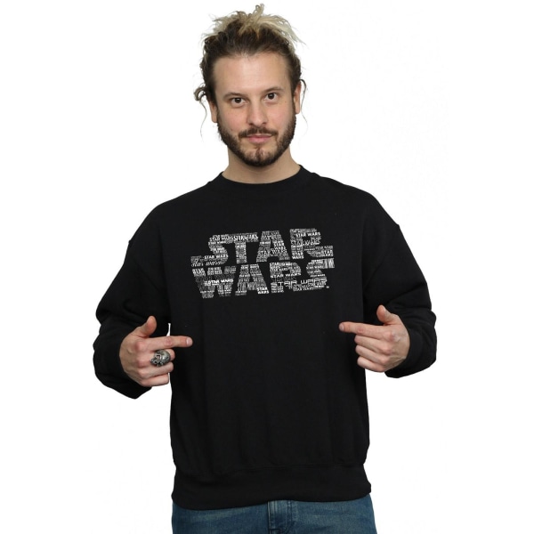 Star Wars Herr Repeat Text Logo Sweatshirt M Svart Black M
