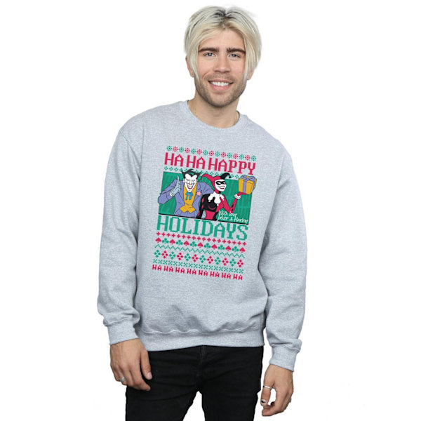 DC Comics Herr Joker Och Harley Quinn Ha Ha Happy Holidays Sweatshirt Sports Grey L