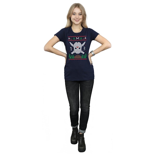 Fredag den 13:e Dam/Dam Jul Fair Isle Bomull T-shirt L Navy Blue L