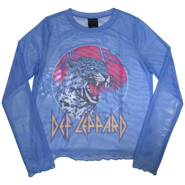 Def Leppard Dam/Damer Blixt Leopards Mesh Långärmad C Blue L
