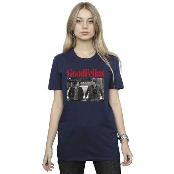 Goodfellas Dam/Damer Två Svart Bomull Boyfriend T-Shirt S Marinblå Navy Blue S