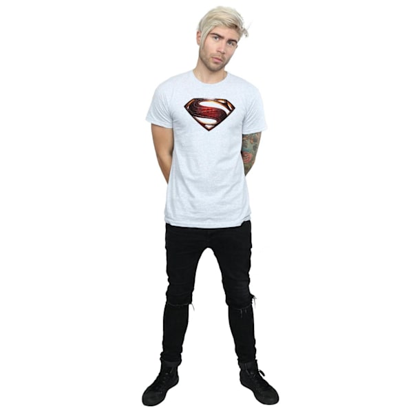 Superman T-shirt i bomull med logotyp för män, M, Sports Grey Sports Grey M