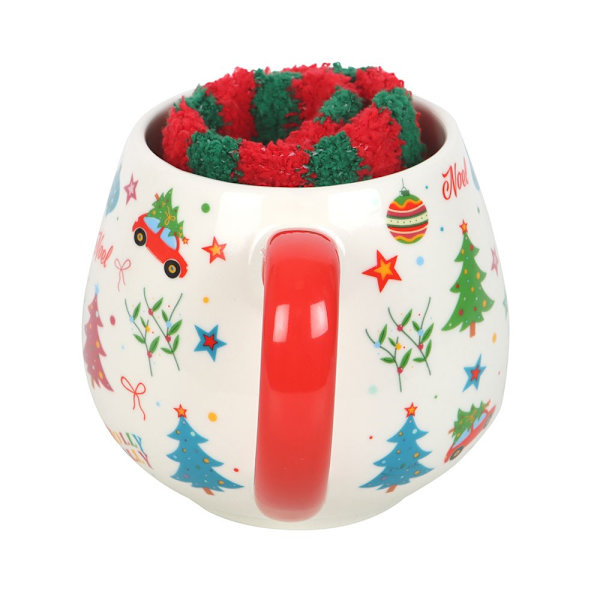 Something Different Nostalgisk Julmugg och Strumpset med Tryck White/Red/Green One Size