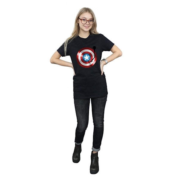 Marvel Womens/Ladies Captain America Turntable Bomull Boyfriend Black XL