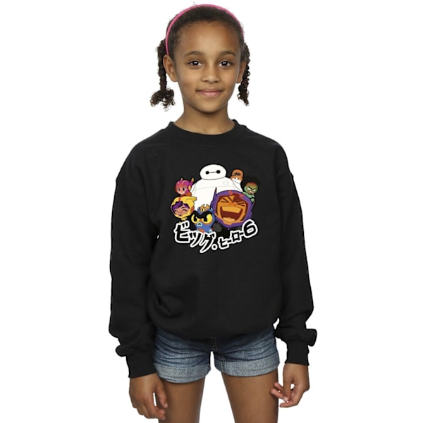 Disney Girls Big Hero 6 Baymax Group Manga Sweatshirt 5-6 år Black 5-6 Years