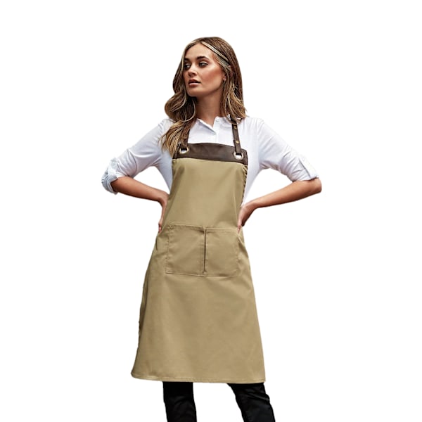 Premier Espresso Haklappsförkläde One Size Khaki/Brun Denim Khaki/Brown Denim One Size