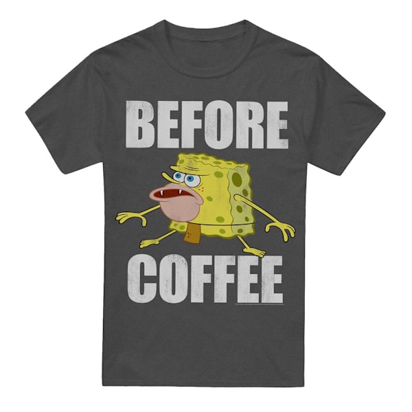 SvampBob Fyrkant Unisex Vuxen Innan Kaffe Meme T-Shirt S Charcoal S