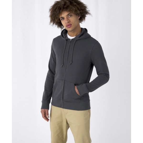 B&C Herr Ekologisk Hoodie L Asphalt med dragkedja Asphalt L