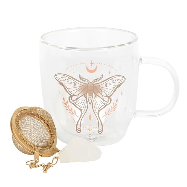Something Different Luna Moth Dubbelväggig Mugg Set One Size Mu Multicoloured One Size