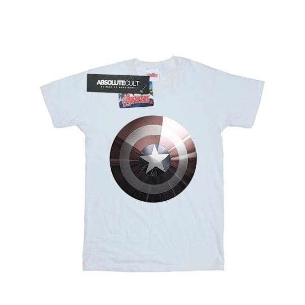 Marvel Dam/Damer Captain America Shield Shiny Cotton Boyfri White XXL