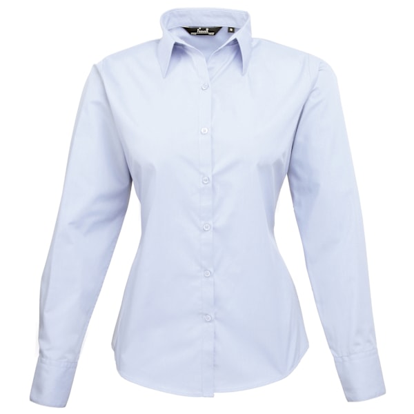 Premier Dam/Kvinnor Poplin Långärmad Blus 12 Ljusblå Light Blue 12