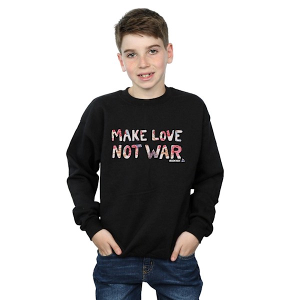 Woodstock Boys Make Love Not War Blommig Sweatshirt 5-6 År Bl Black 5-6 Years